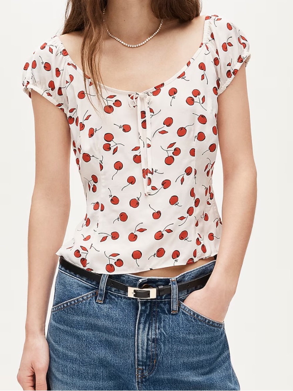 J. Crew Cap-sleeve Cherry-Picked Top 2 NWT